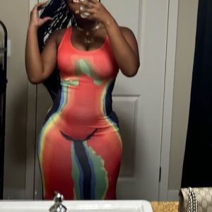 Colorful bodycon maxi sundress